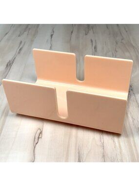 VTG 1980s Peach Pink 8.5"x5"x4" Acrylic Plastic Tissue Towel Napkin Holder EUC